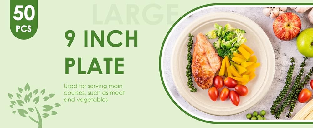 Disposable Paper Plates Set postable Srcane Plates, Bowls,