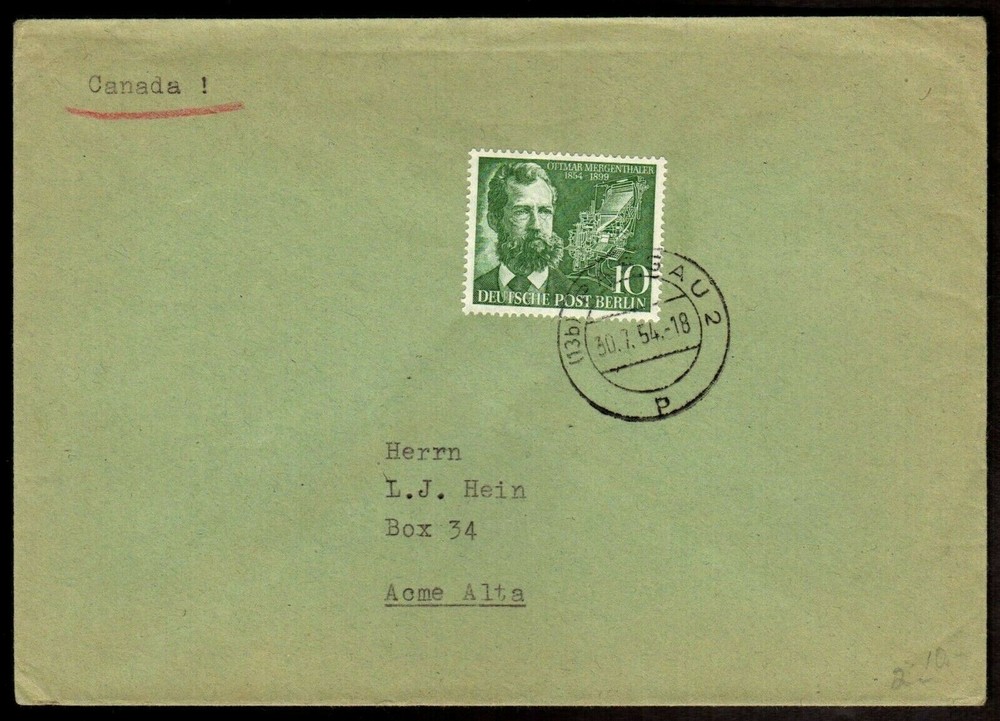 GERMANY COVER TO CANADA(K2641)