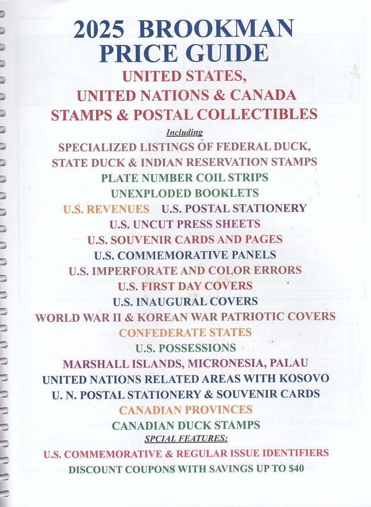 New 2025 Brookman Stamp Catalog For US Canada UN + Covers Color Guide Price List