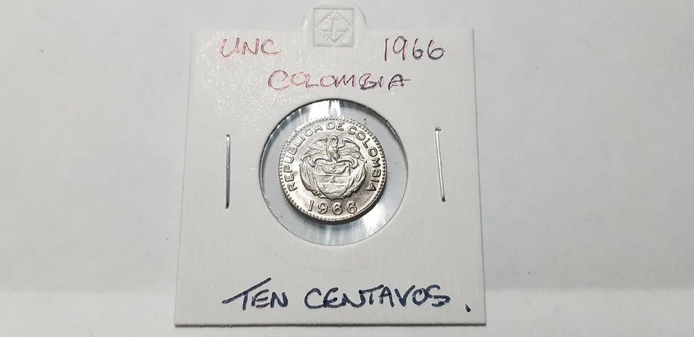 @@@ A SUPERB  UNC 1966  COLOMBIA TEN CENTAVOS ,,@@@