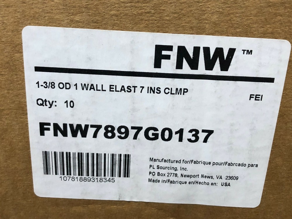 (10 PACK) FNW7897G0137 1-3/8x1" Wall Elastomeric Insulation Coupling pipe clamp