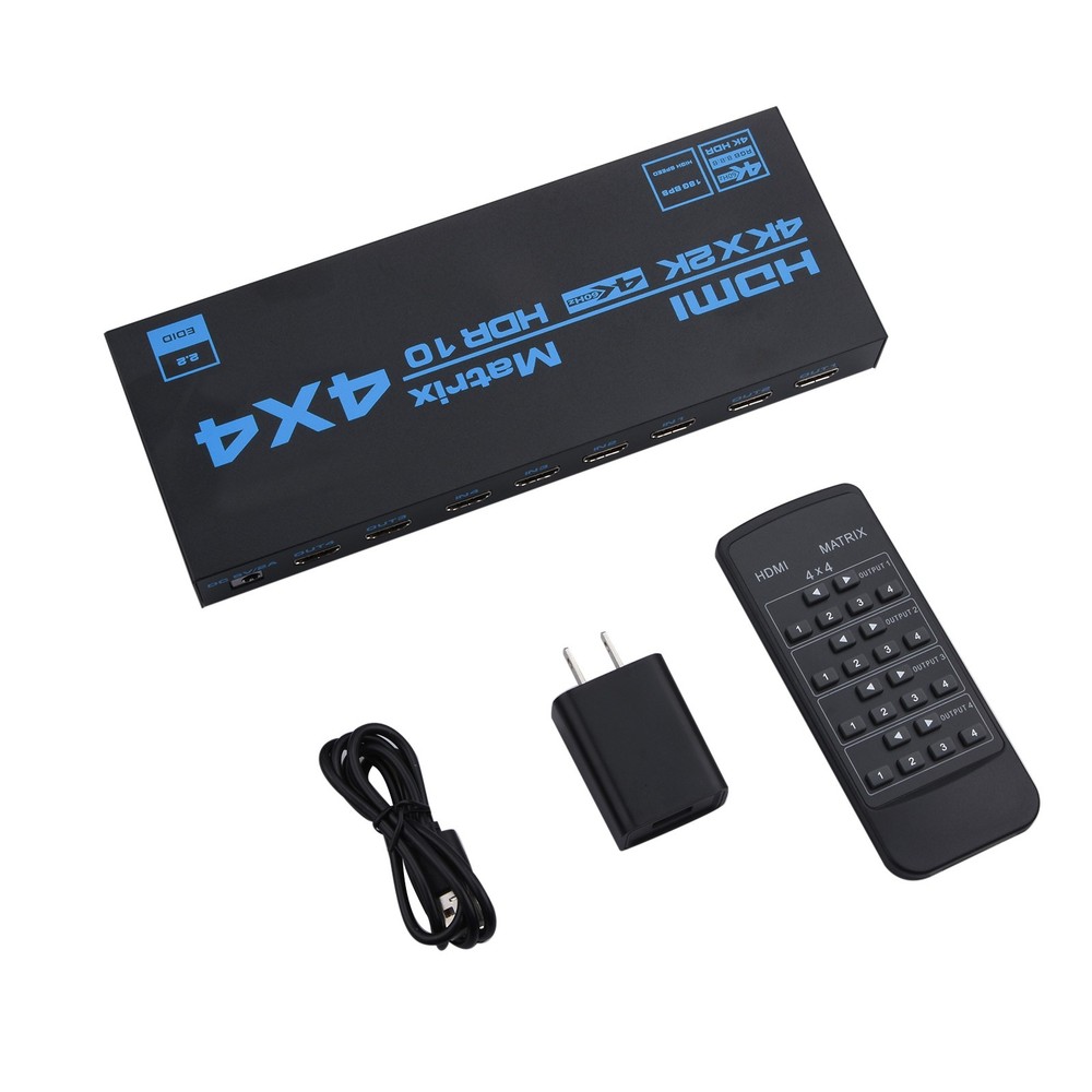 1Pack HDMI Matrix Switch 4x4 4 In 4 Out 4K W/ EDID Extractor & IR Remote Control