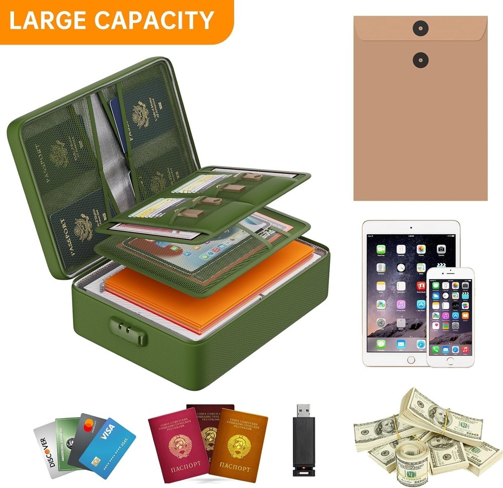 Portable 8-Layer Fireproof & Waterproof Document Organizer - Maximum Protection