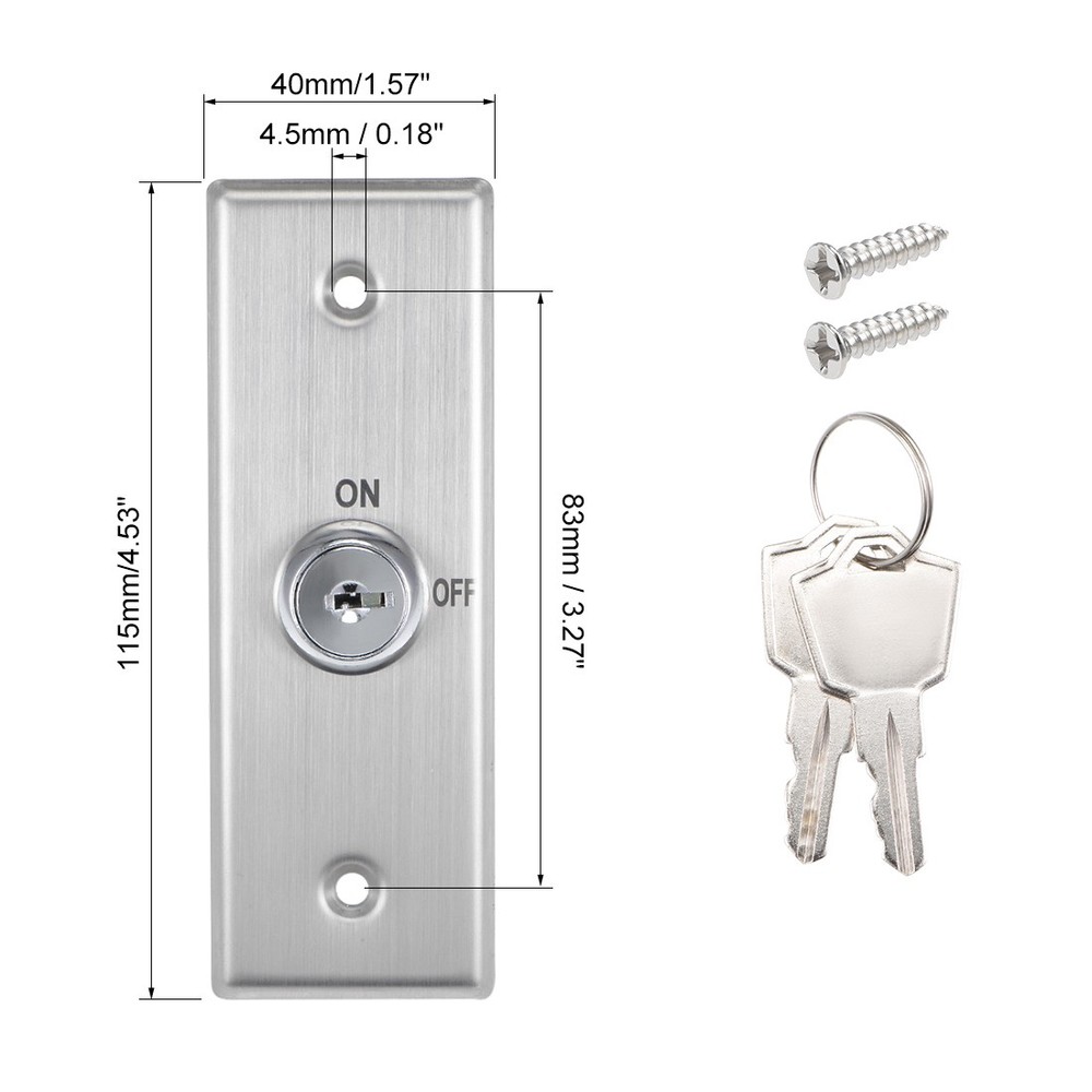 Key Switch Lock On/Off Exit Door Lock Emergency Door Release DPST w 2 Keys