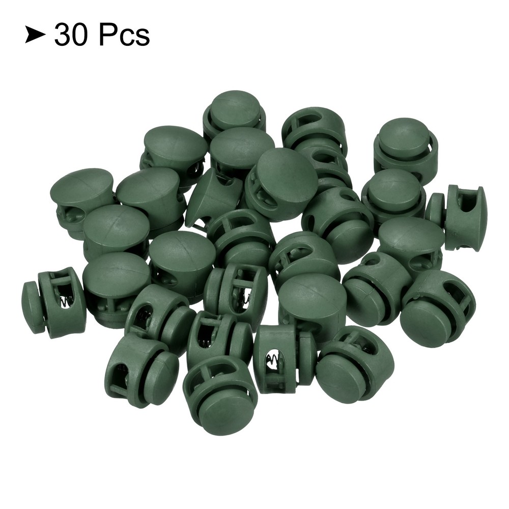 Cord Locks, 30 Pack Round Spring Toggle Stopper, Dark Green