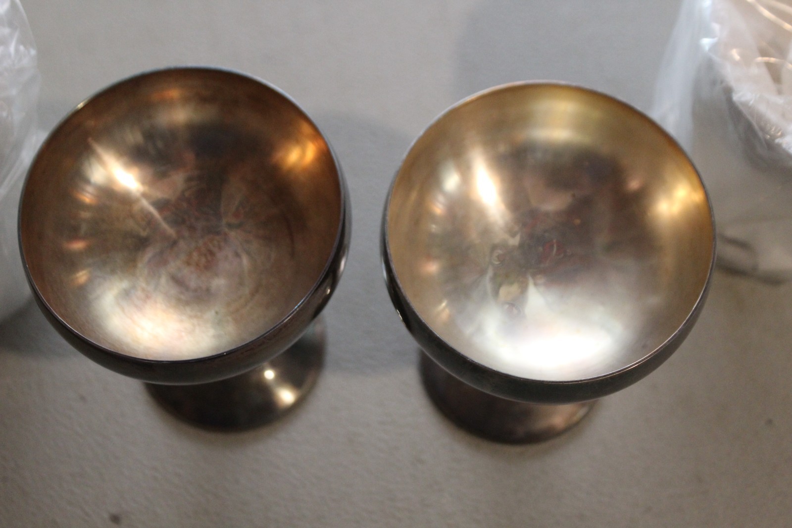 2 Vintage Silver Plate Champagne/Sherbet Glasses Cups Made in Spain 4.5 X 3.5"