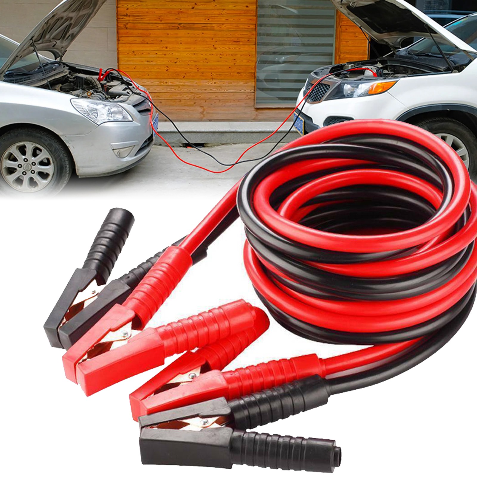 Commercial Heavy Duty 13' ft 2 Gauge Booster Cable Cables Emergency Power Jumper