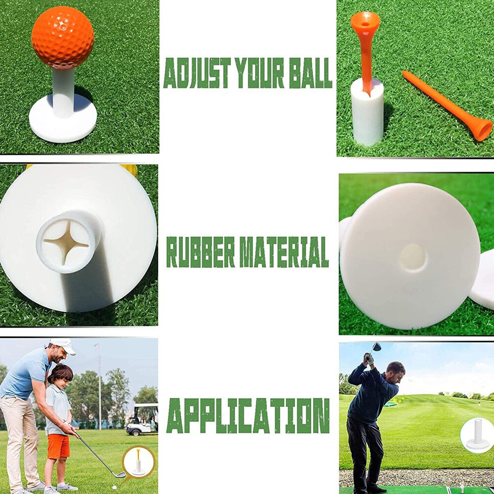 10Pcs Rubber Golf Tees Holder Tee Range Driving Practice Mat Hitting White Hot
