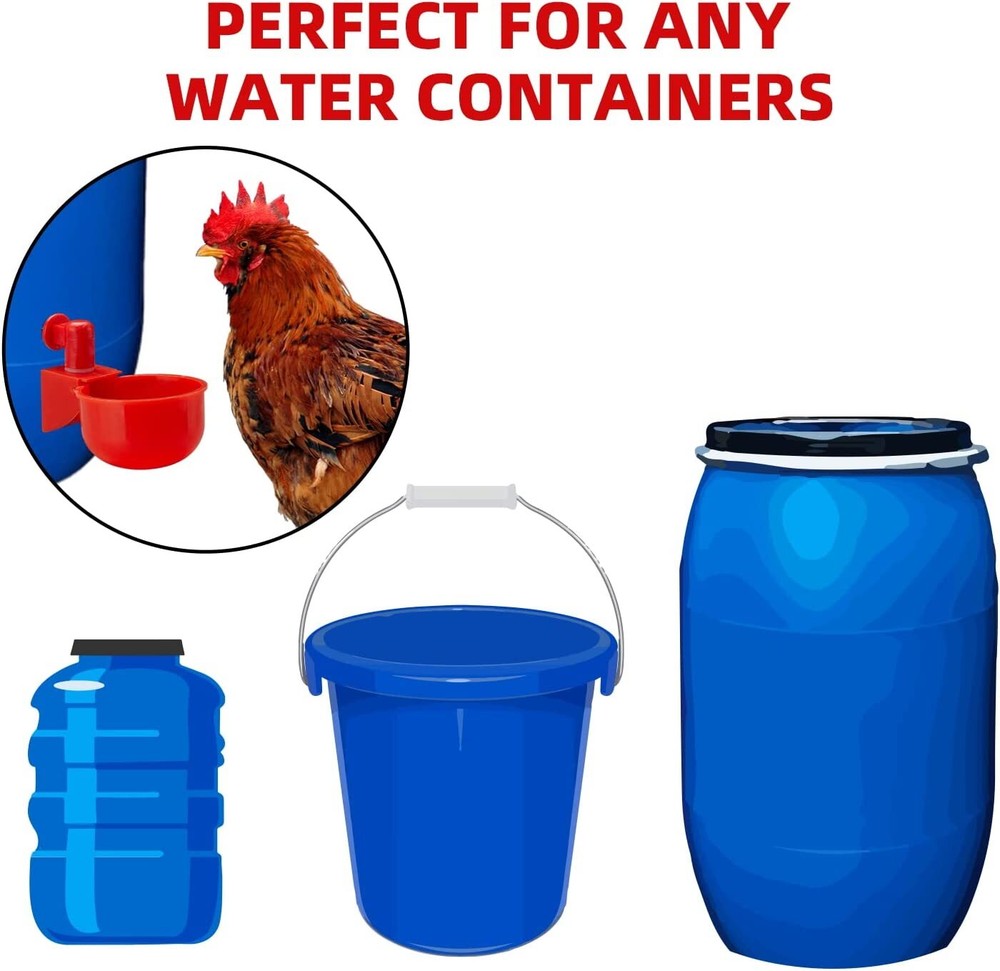 6PCS Automatic Water Cups Poultry Drinker Waterer Chicken Duck Quail Drinking US
