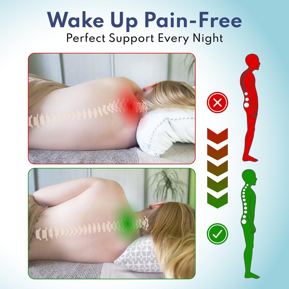 Adjustable Memory Foam Pillow for Sleeping (Queen Size) - Cooling Gel Pillows...