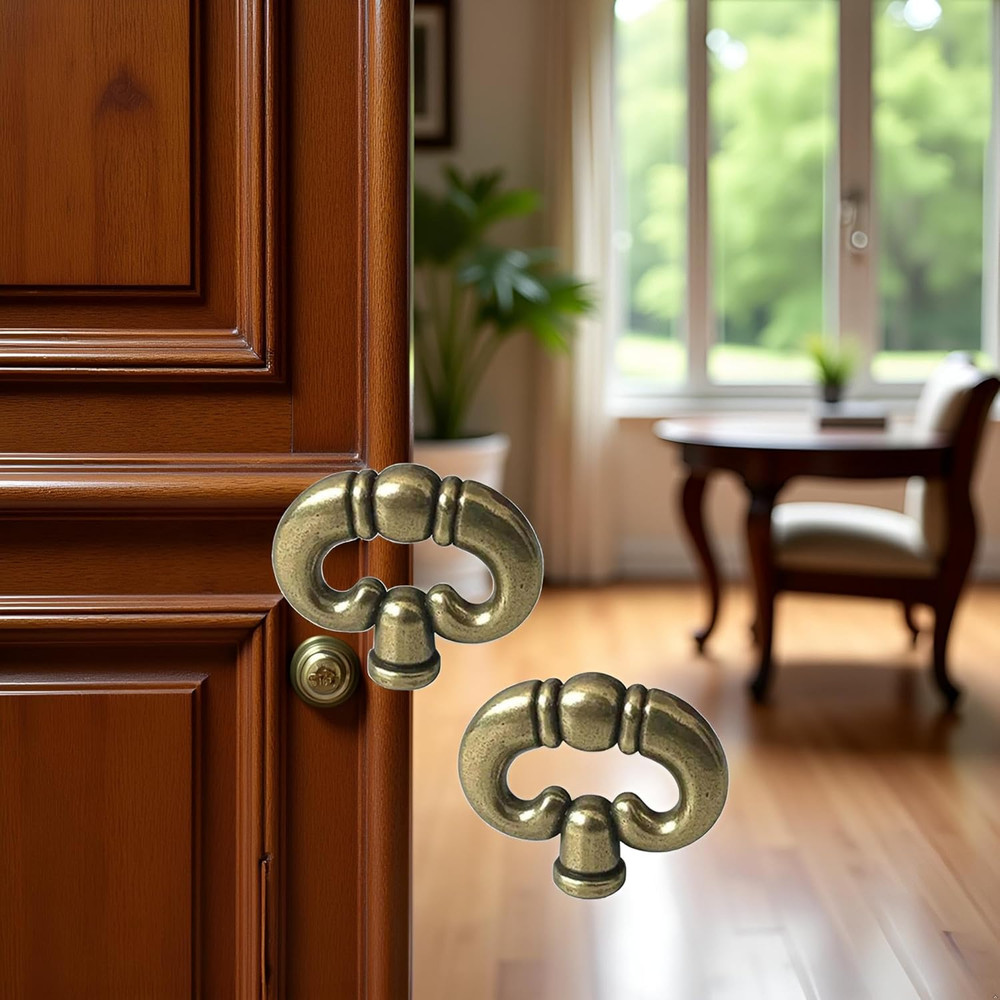 2Pcs Antique Bronze Drawer Knobs Ring Pull Vintage Cabinet Dresser Hardware