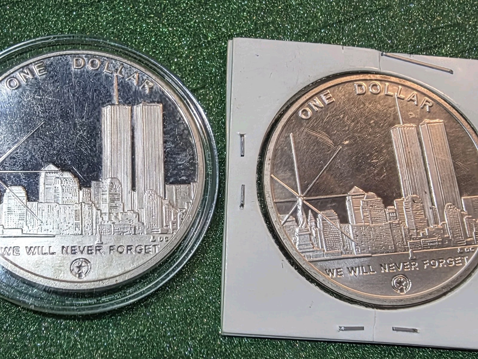 2 Twin Towers 1 Oz. Pure .999 Silver Comemoritive Mint Coins. & Thomas JEFFERSON