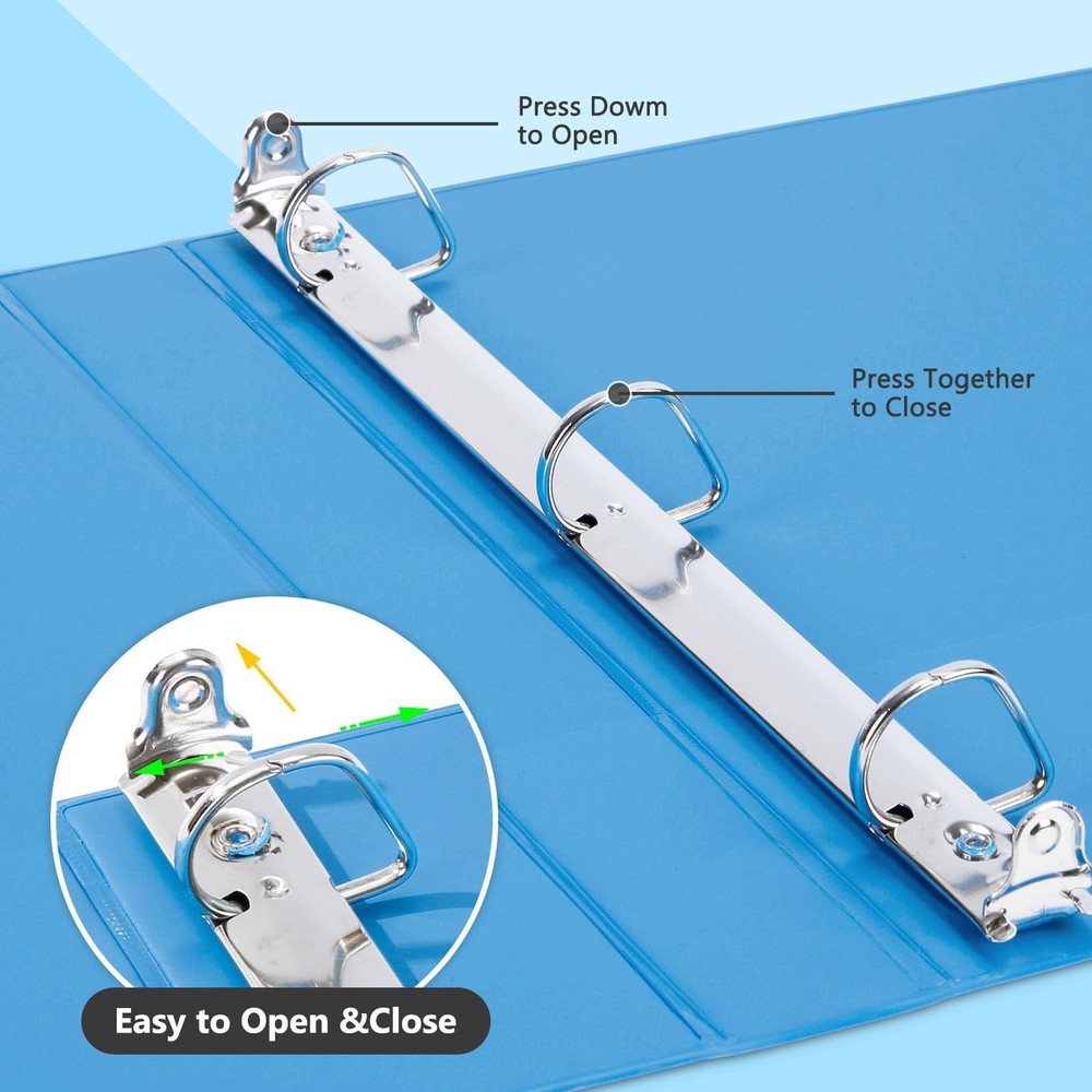 Sturdy 1 Inch D Ring Binders, 3 Ring Binders with 2 Pockets, Hold 225 Sheets ...