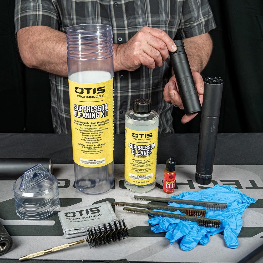 Otis Technology Suppressor Cleaning Kit - Solvent, Brushes, Cloth, Gloves