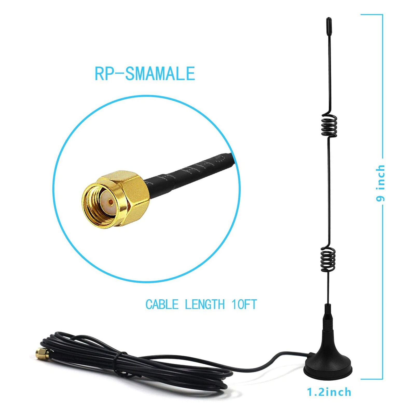 Dual Band RP-SMA Male Antenna for WiFi Router Wireless Security IP Camera 9dBi
