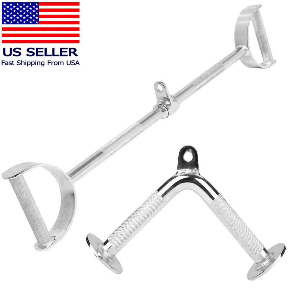 Home Gym Cable Attachment Handle Machine Strength Exercise Chrome Press Down LAT