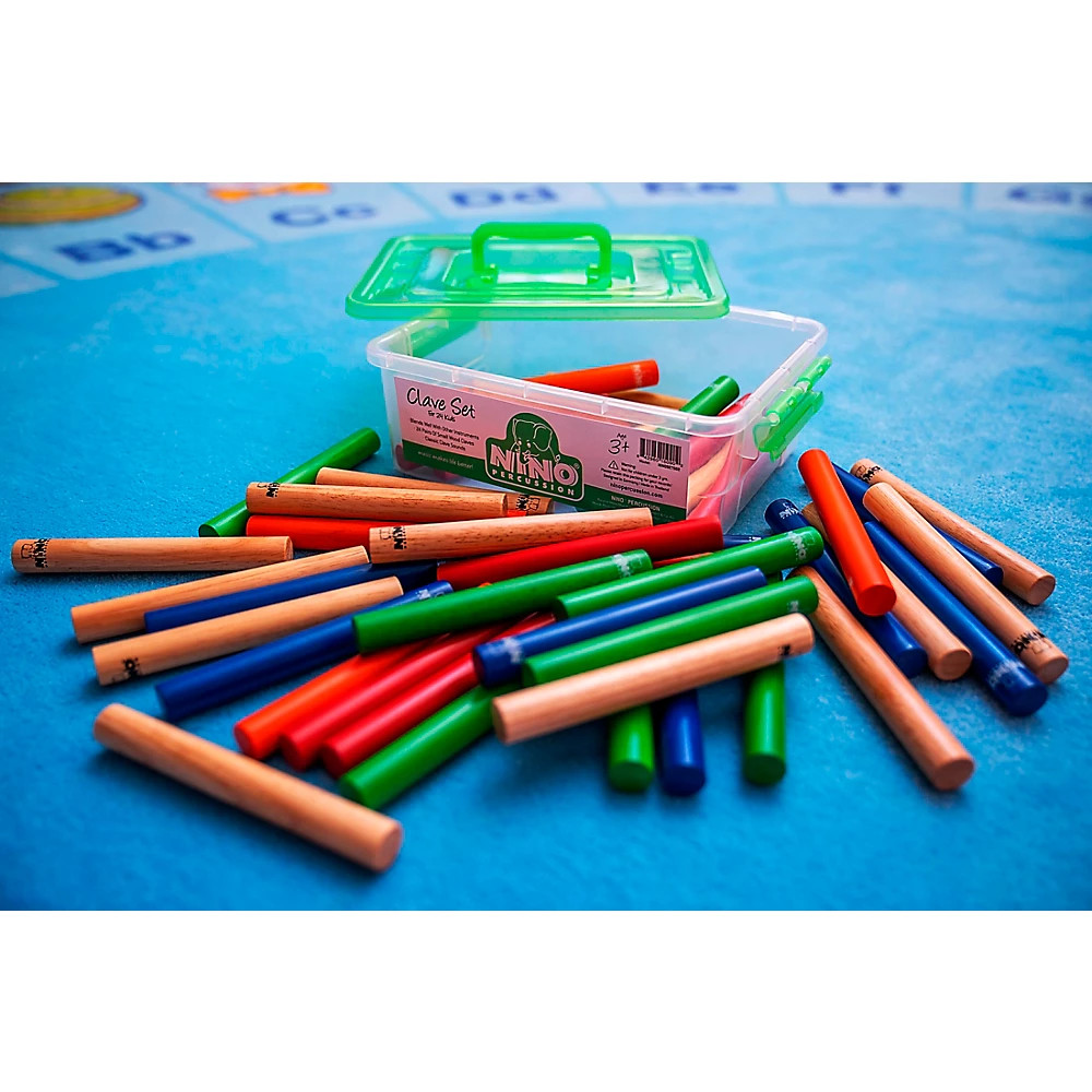 Nino 24-Pair Multicolored Clave Set With Plastic Storage Container