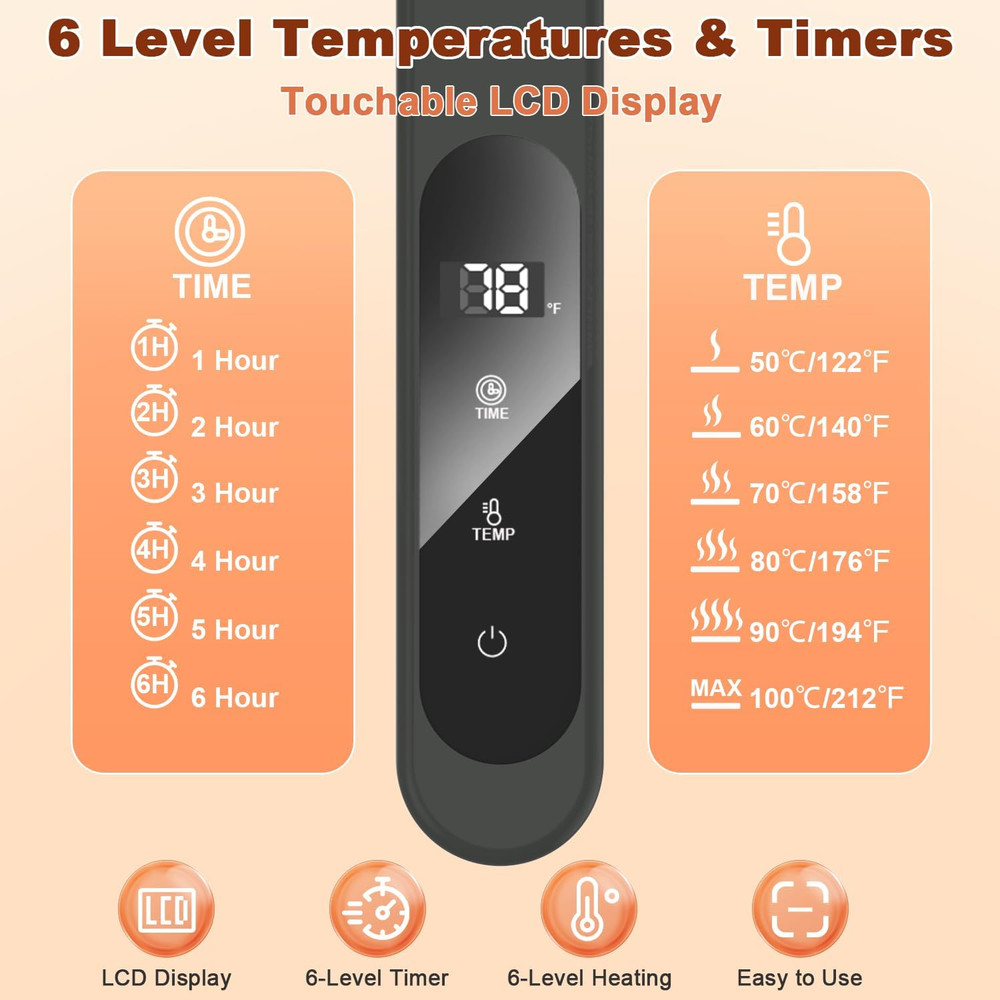 Extra Large Graphene Food Warming Mat - 6 Temp Settings & Timer, Portable Use