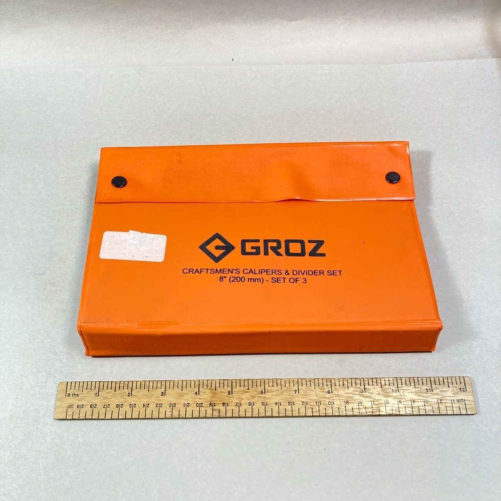 GROZ 8" Spring Caliper & Divider Set 3 Pc Inside Outside Caliper Spring Divider