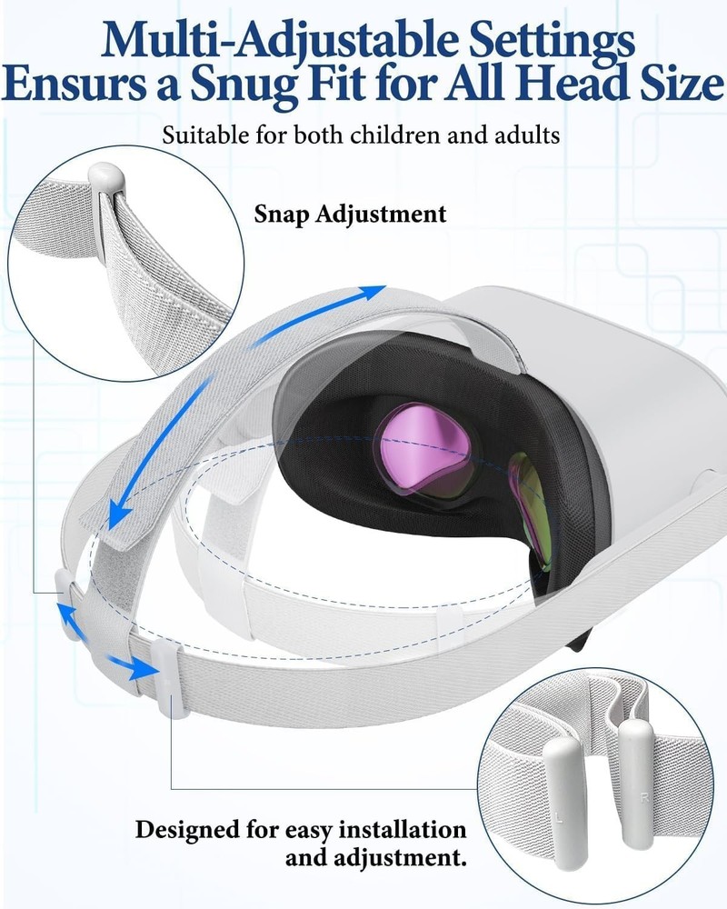 Head Strap for 0culus Quest 2 Headset and 4 Controller Thumb Grip Covers