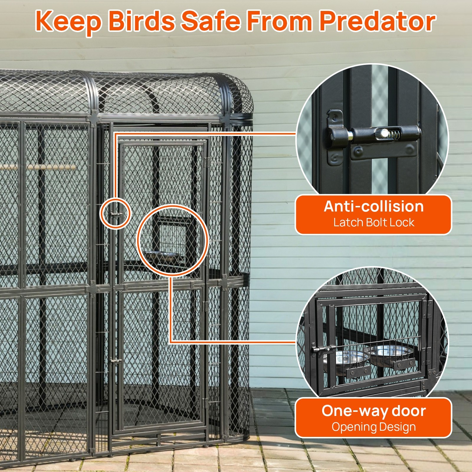 Extra Large Flight Metal Bird Cage Aviary Parrot Macaw Finch Tight Bar Spacing