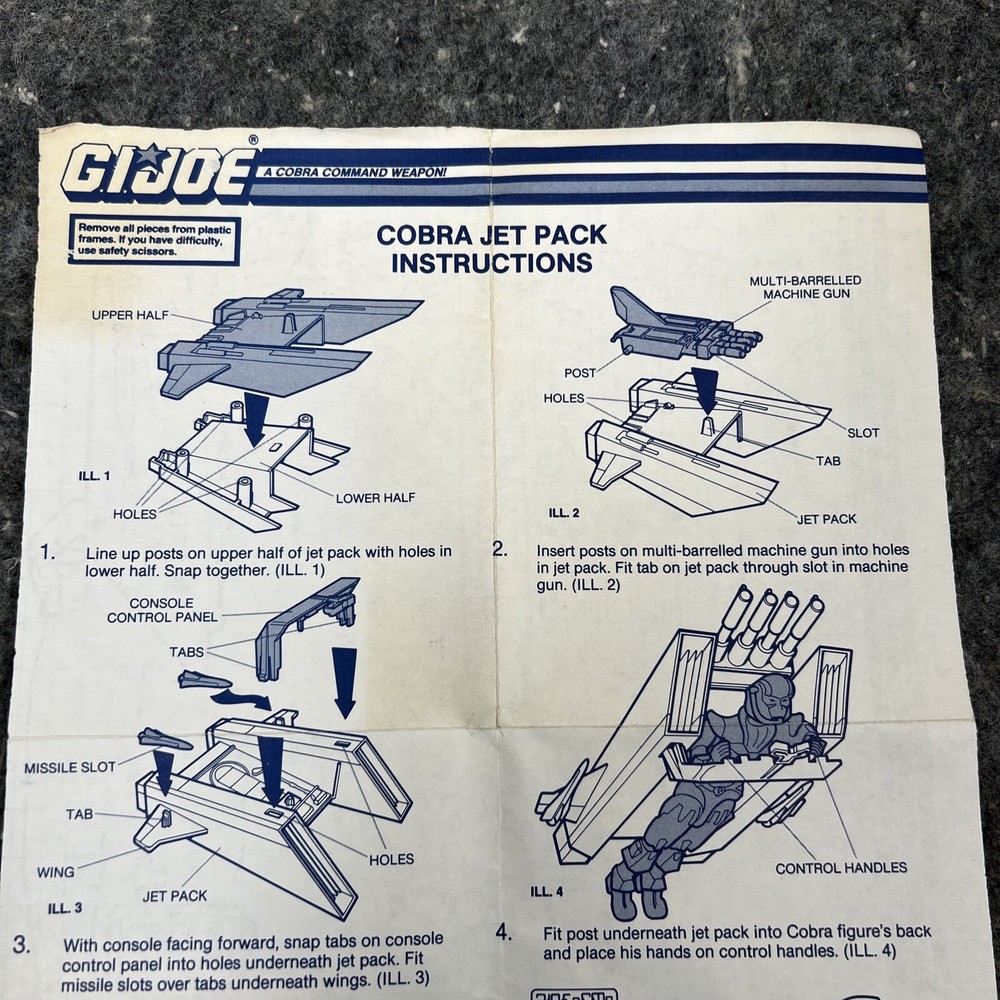 1987 Hasbro G.I. Joe Cobra Jet Pack Instructions