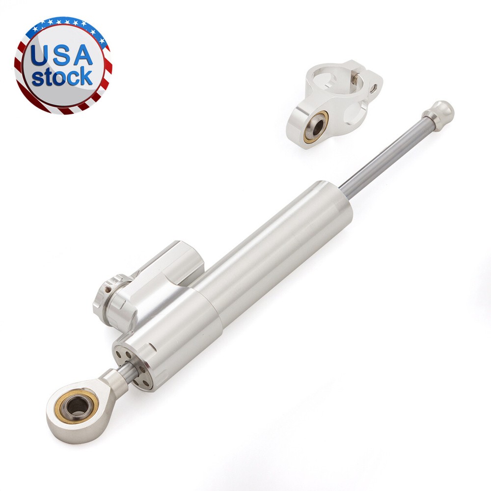 Motorcycle Steering Damper Stabilizer Linear Reversed Safety Control Silver