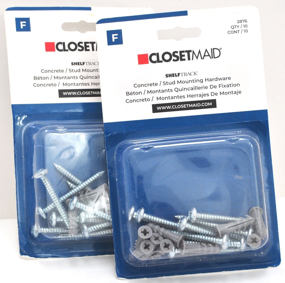 2X CLOSETMAID Concrete/Stud Mounting Hardware 2876 QTY/10/PACKAGE