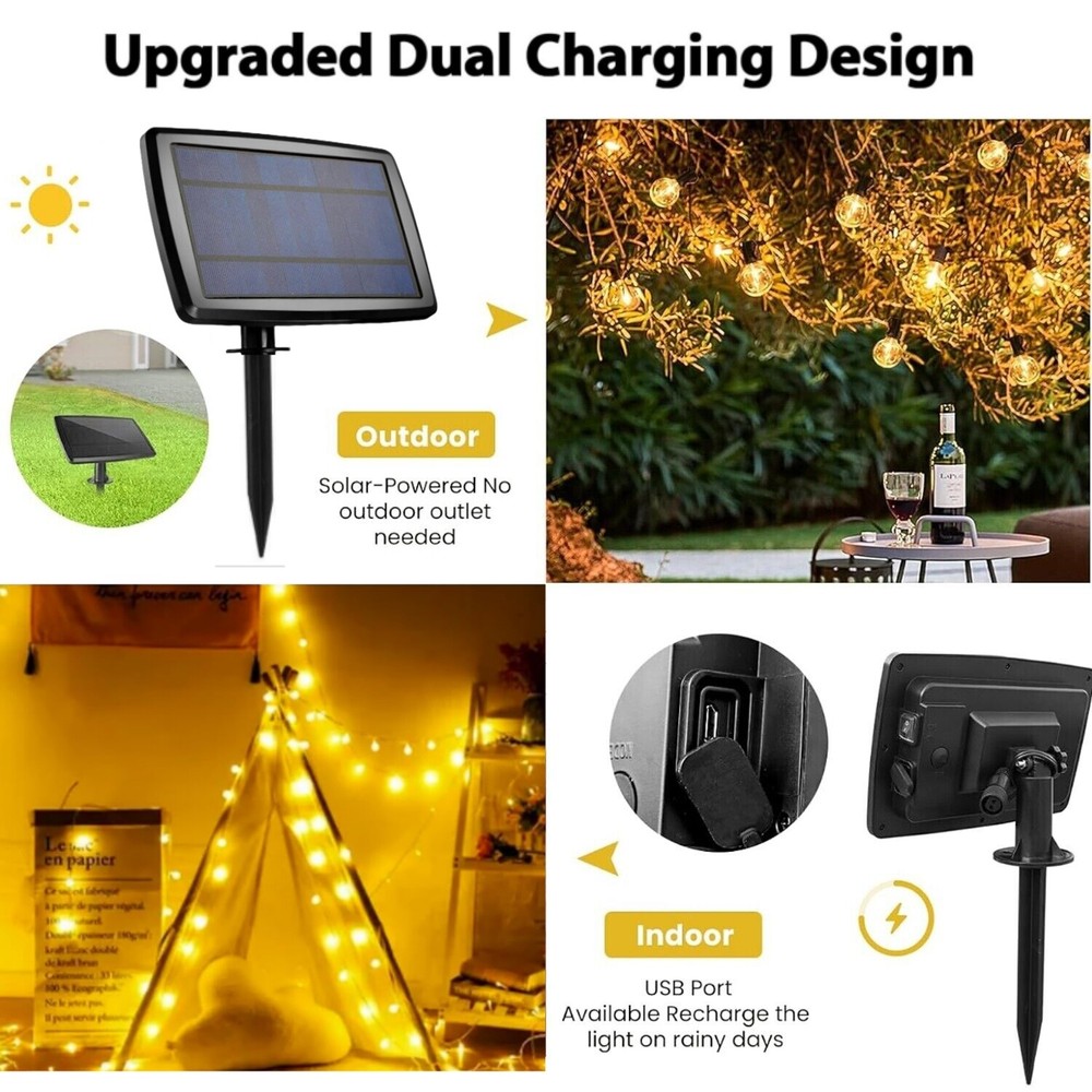Solar String Lights -50~200Ft LED Outdoor String Lights -Shatterproof,Waterproof