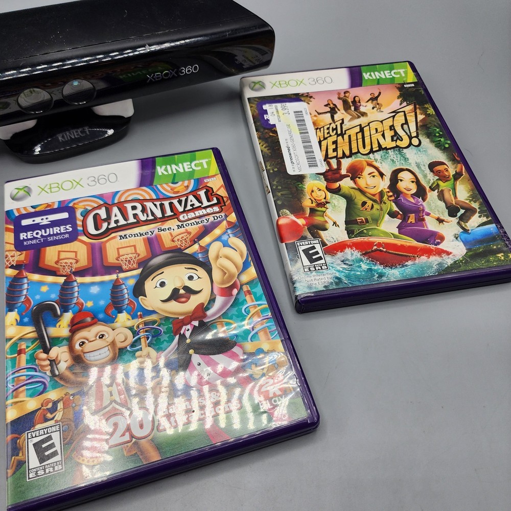 Microsoft Xbox 360 Kinect Sensor Bar - Black 1414 - Kinect Adventures + Carnival