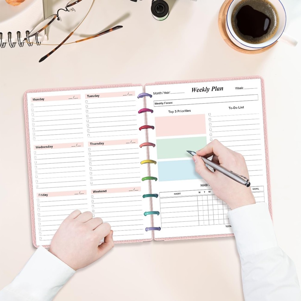 (2-Pack) 9 Disc Weekly Planner Undated Refills - Classic 2-Pack, Colorful