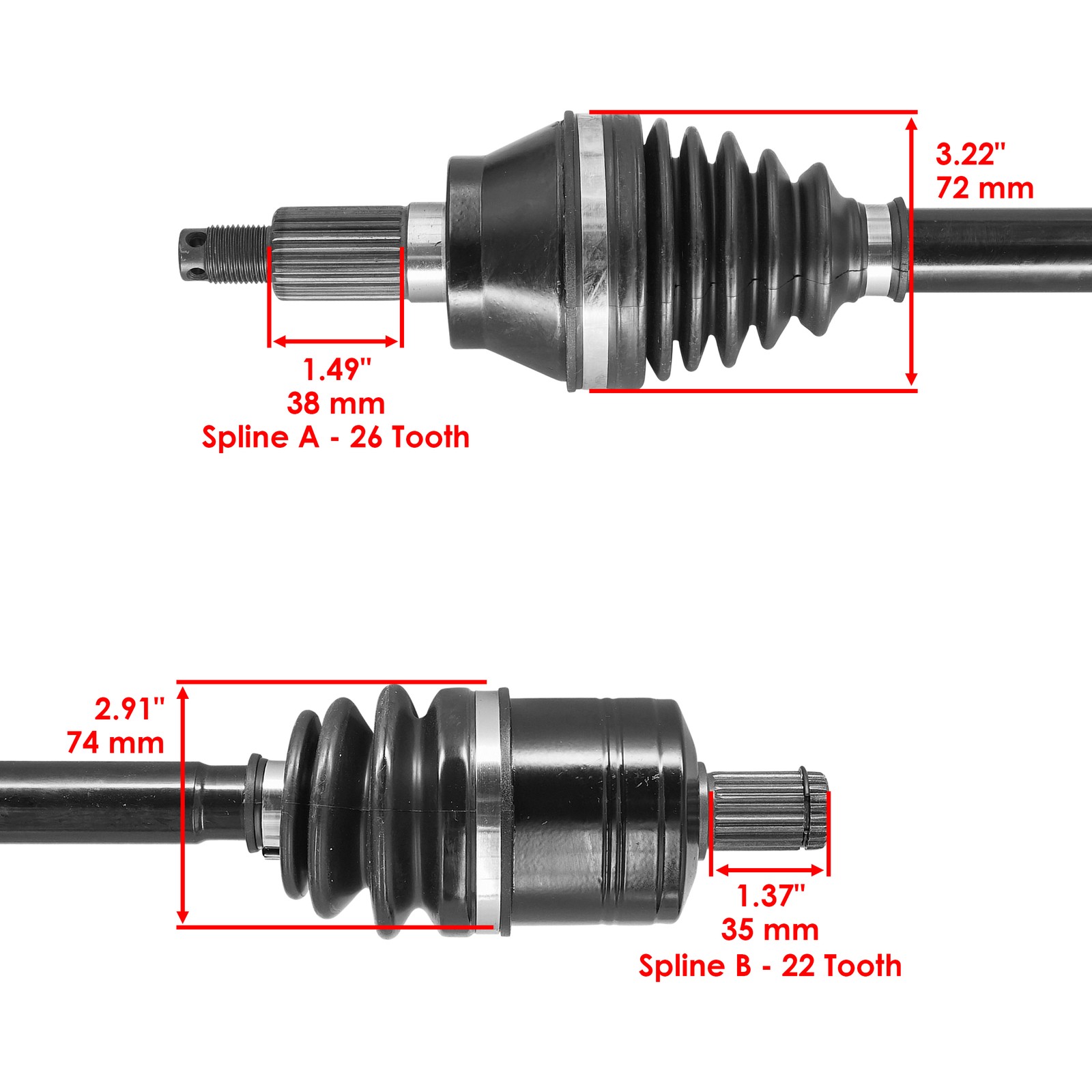 Front Left & Right CV Joint Axle For Polaris RZR XP 4 1000 2016-2017 2019-2023