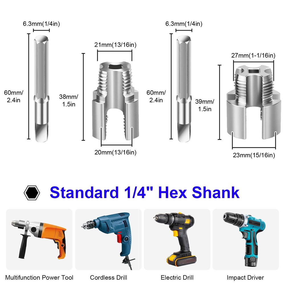 2Pcs 1/2'' 3/4'' Water Pipe Threading Tool Integrated Internal & External Pipe