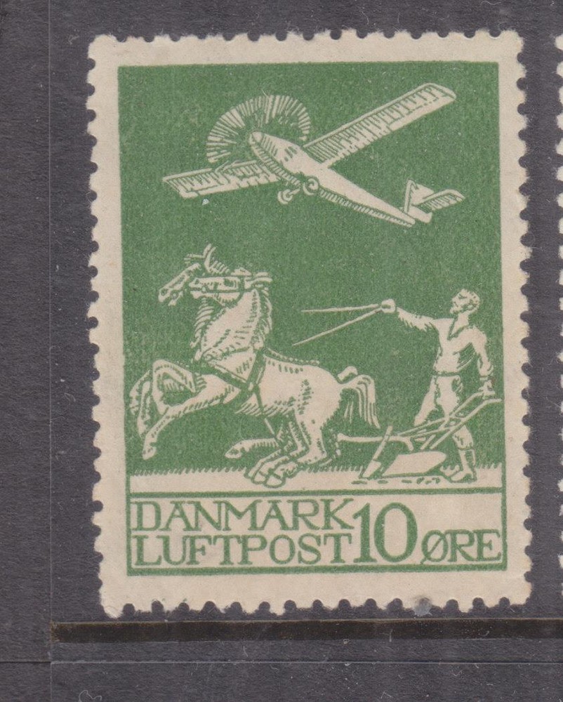DENMARK, 1925 Air, 10o. Green, lhm.