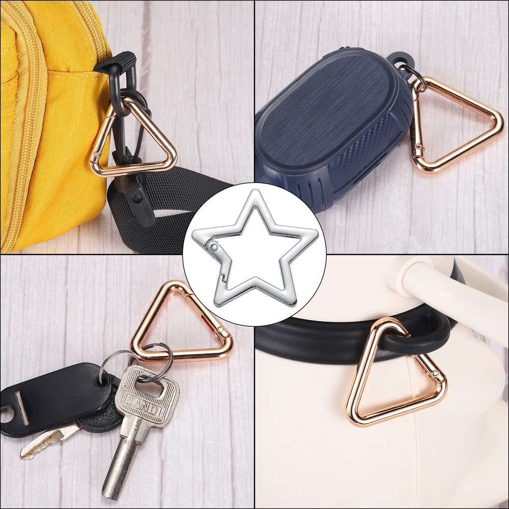 42mm Star Shaped Spring Snap Keychain Clip Metal Trigger Keychain Silver