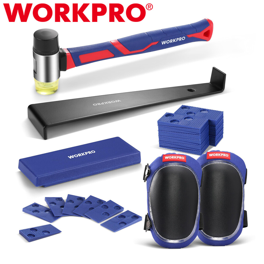 WORKPRO Laminate Flooring Installation Kit Mallet Pull Bar 30pc Spacer Knee Pads
