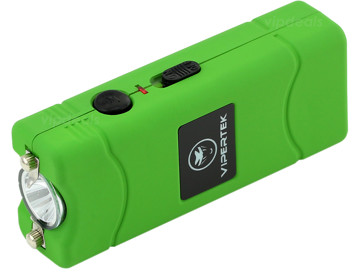 VIPERTEK Stun Gun Micro Mini GREEN VTS-881 390 BV Rechargeable LED Flashlight
