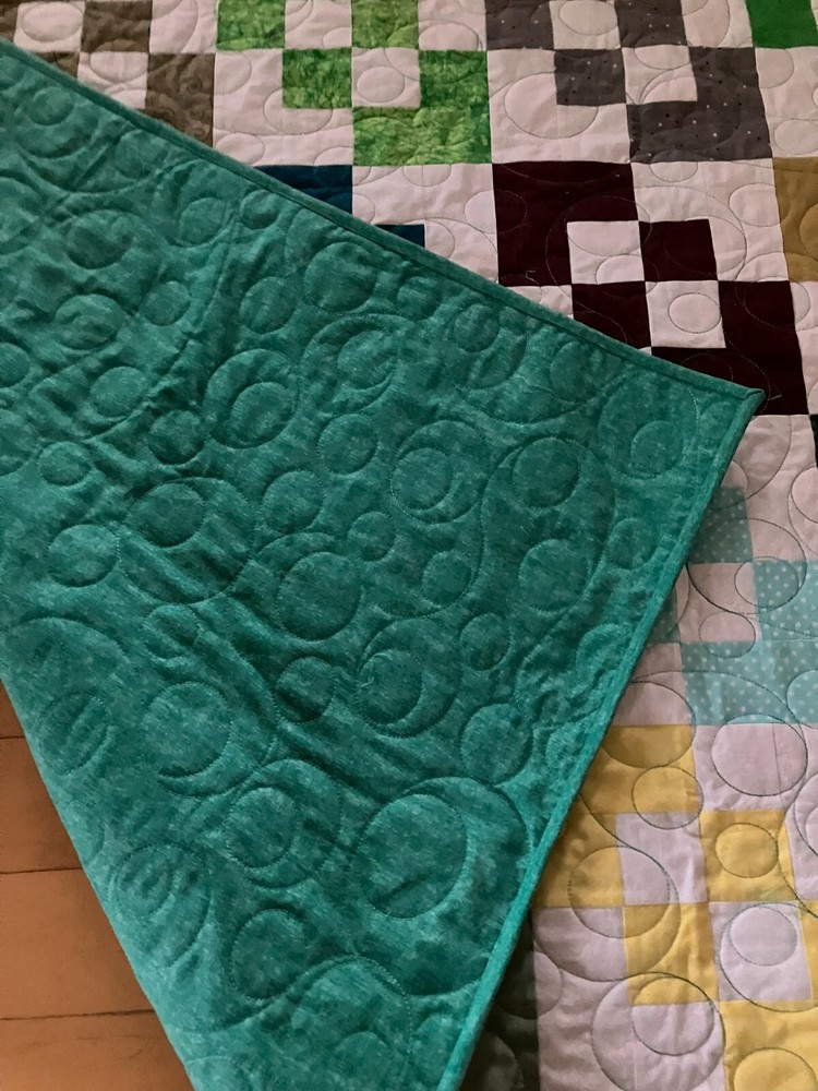 Handmade Quilt 4-Square patchwork pattern Twin quilt 64" X 80"
