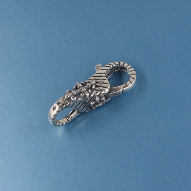 Sterling Silver Double Openings Lily Stripes Lobster Claw Clasp Connector #44072