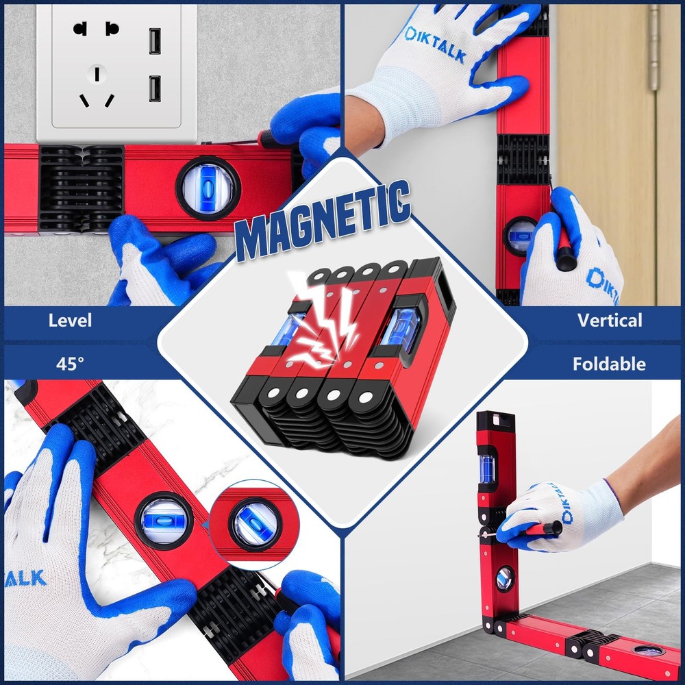 28 Inch Folding Level, Multi-Angle Precision Leveler with Magnetic Base, Fold...