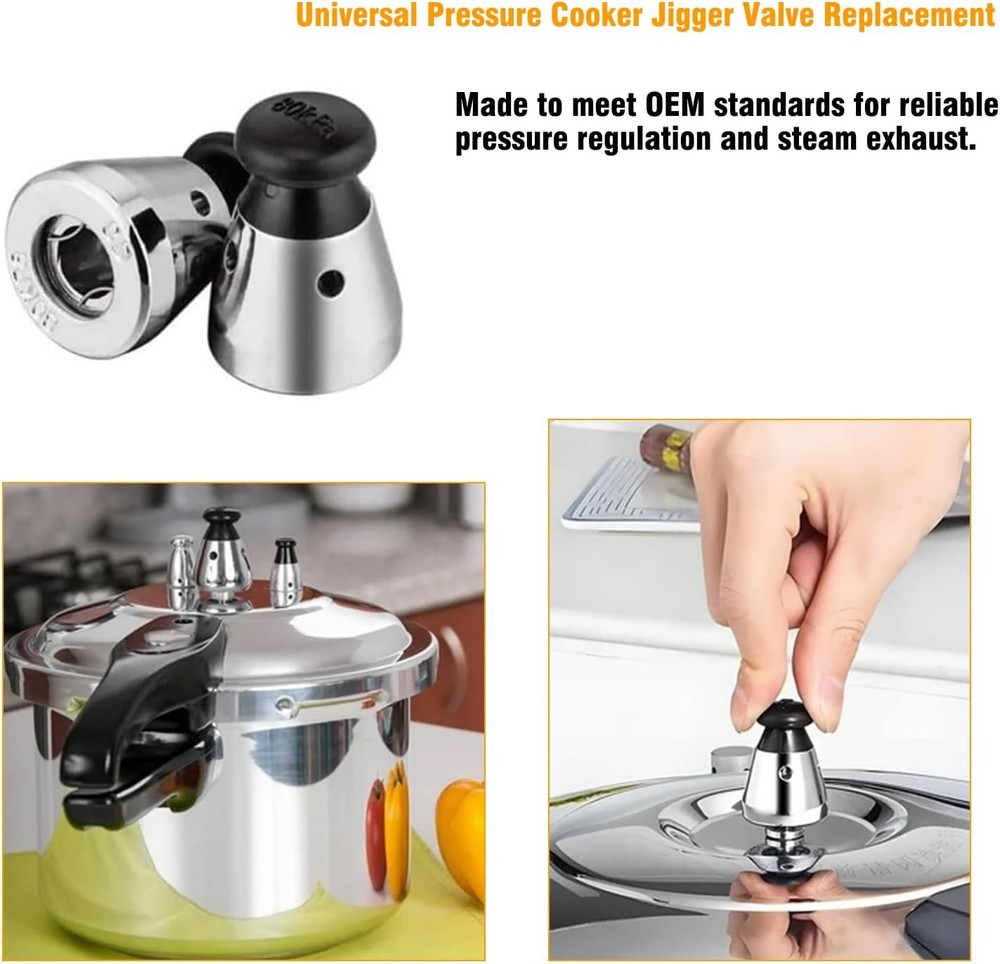 Universal Pressure Cooker Jigger Valve Replacement – Standard, Silver