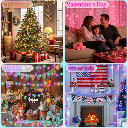 Color Changing Christmas String Lights with Clear wire, RGB with Remote