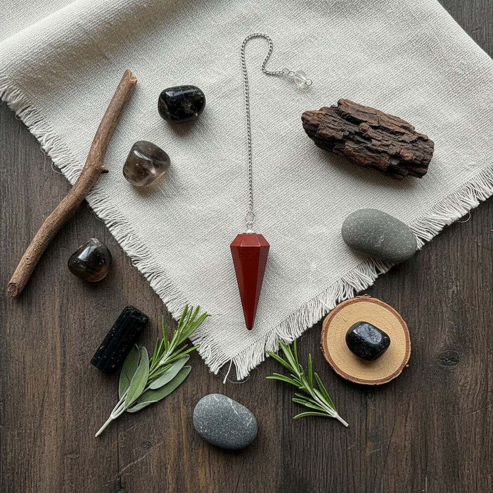 Premium Red Jasper Crystal Pendulum | Root Chakra Balancing Tool for Grounding
