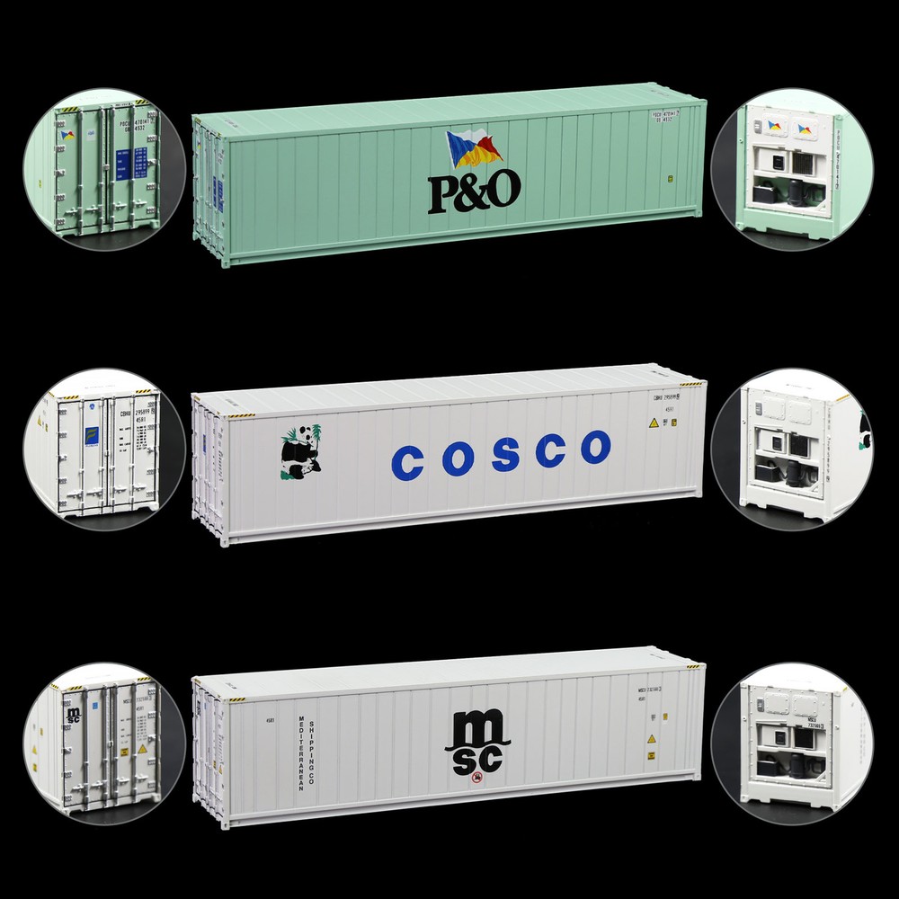 1pc HO Scale 1:87 40ft Hi-Cube Reefer Refrigerator Shipping Container Cargo Box