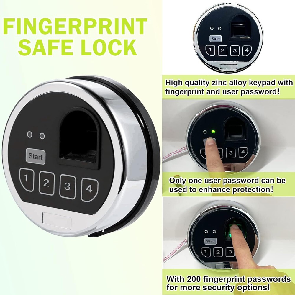 Fingerprint Gun Safe Lock Electronic Keypad Lock Swing Bolt Lock & 2 Keys