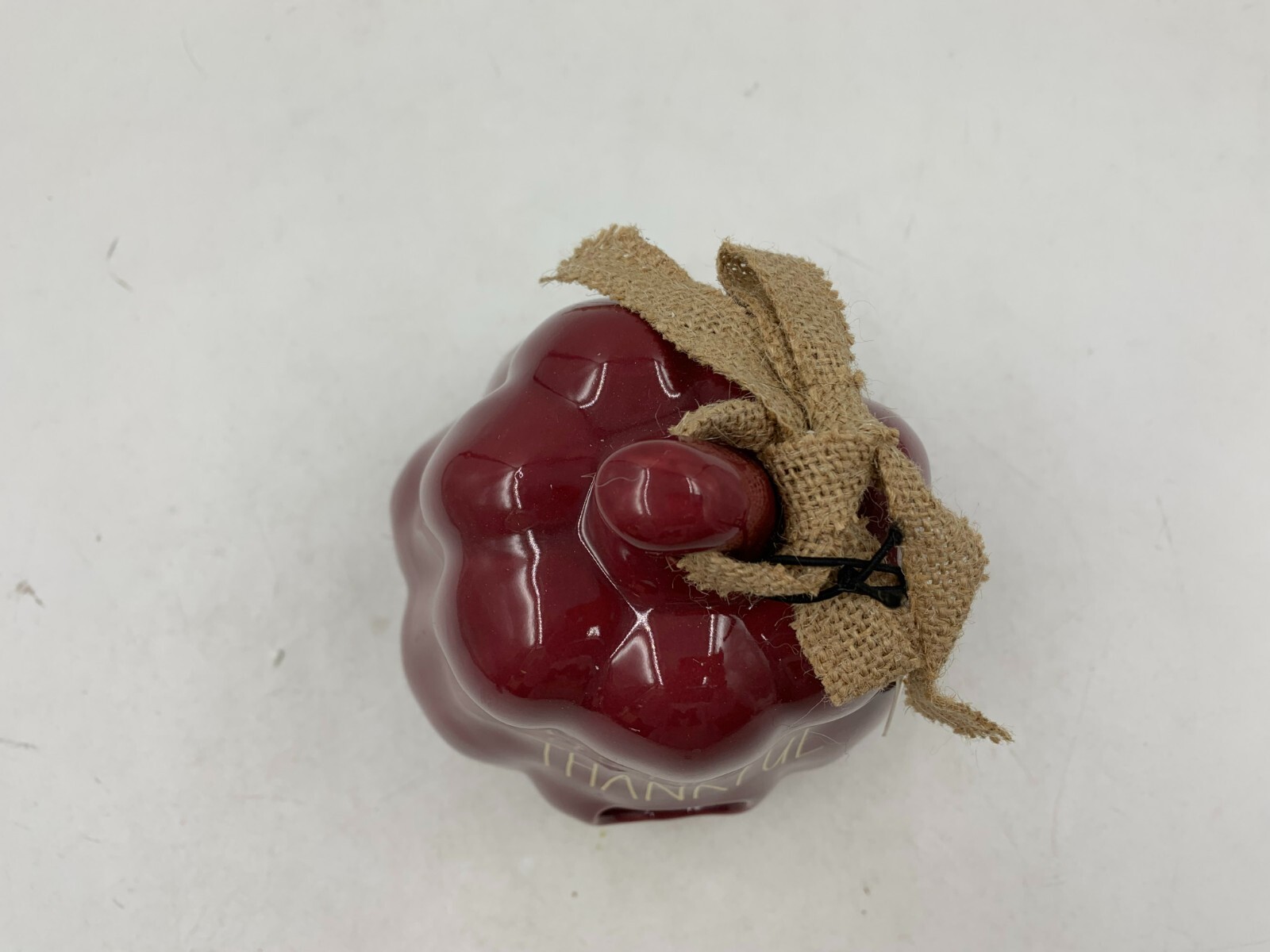 Rae Dunn Ceramic 8in Burgandy Thankful Fall Gourd Birdhouse AA01B22023