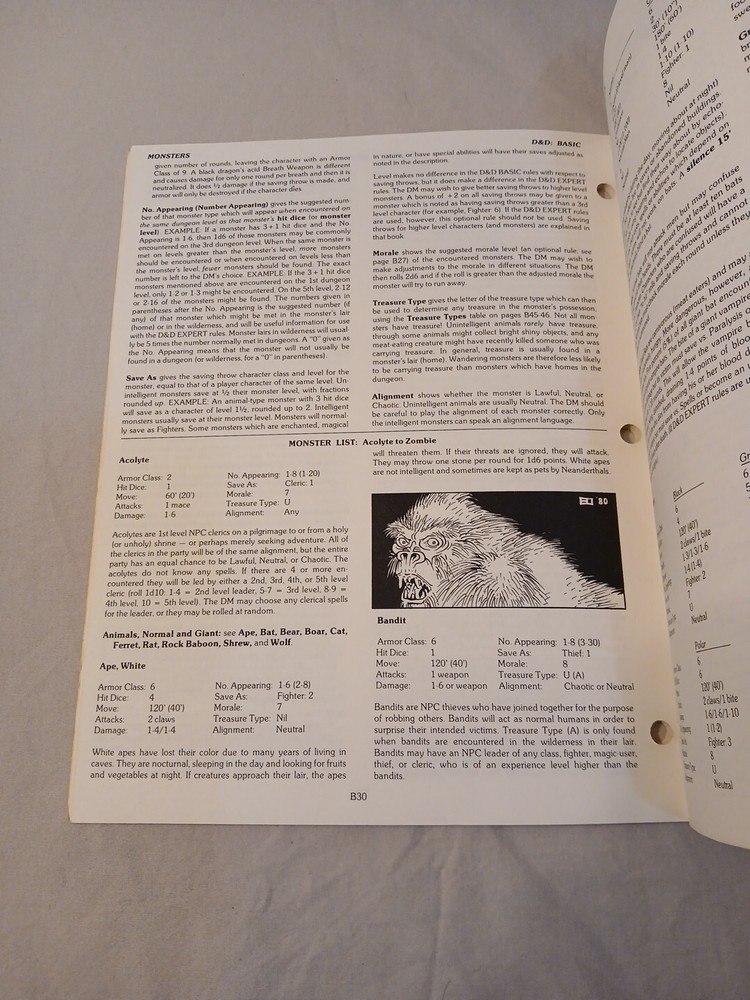 Vintage Dungeons and Dragons Basic Rulebook Very Fine Condition