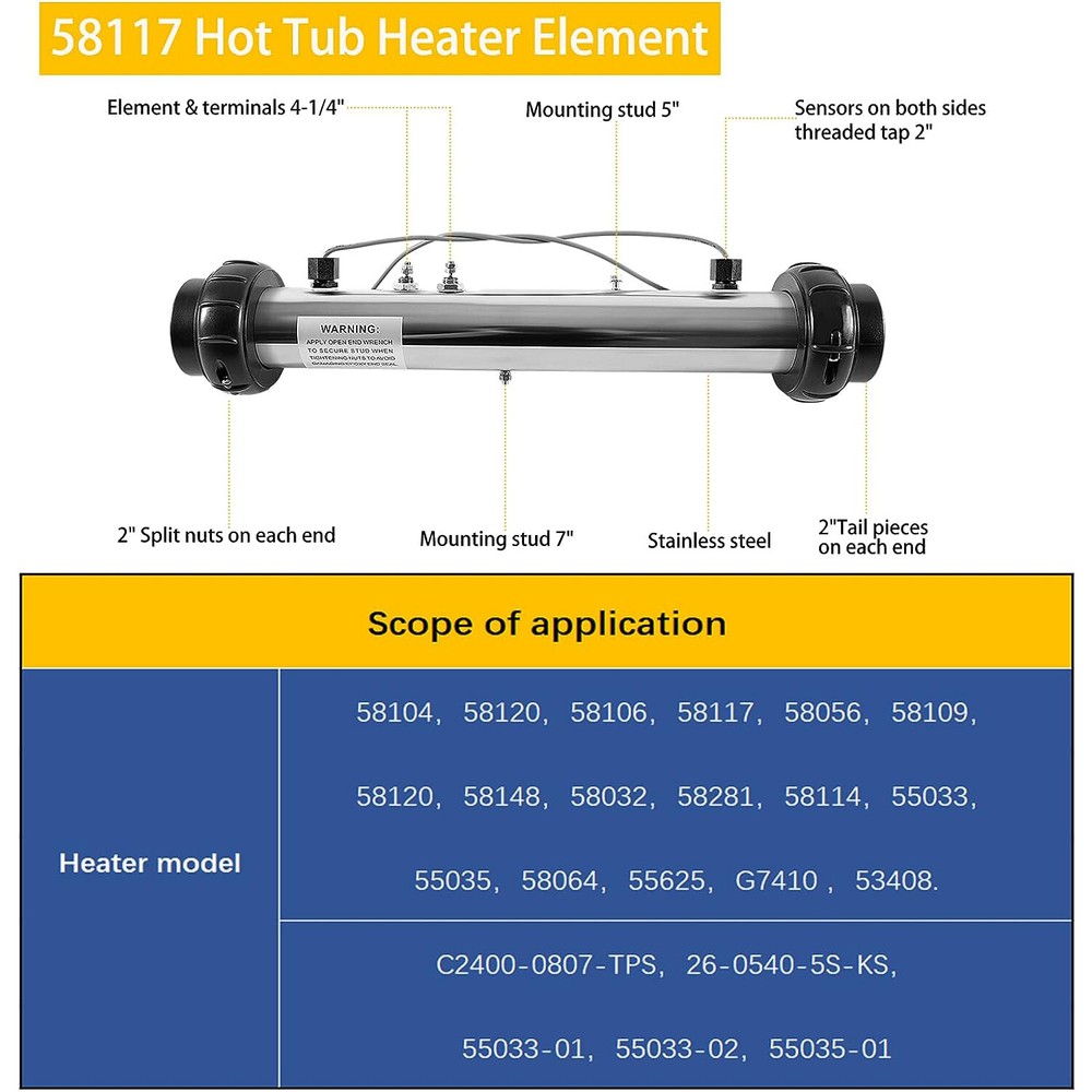 Replace 58117 M-7 Heater Assembly for Balboa VS, EL, TS, GS & BP Control Systems
