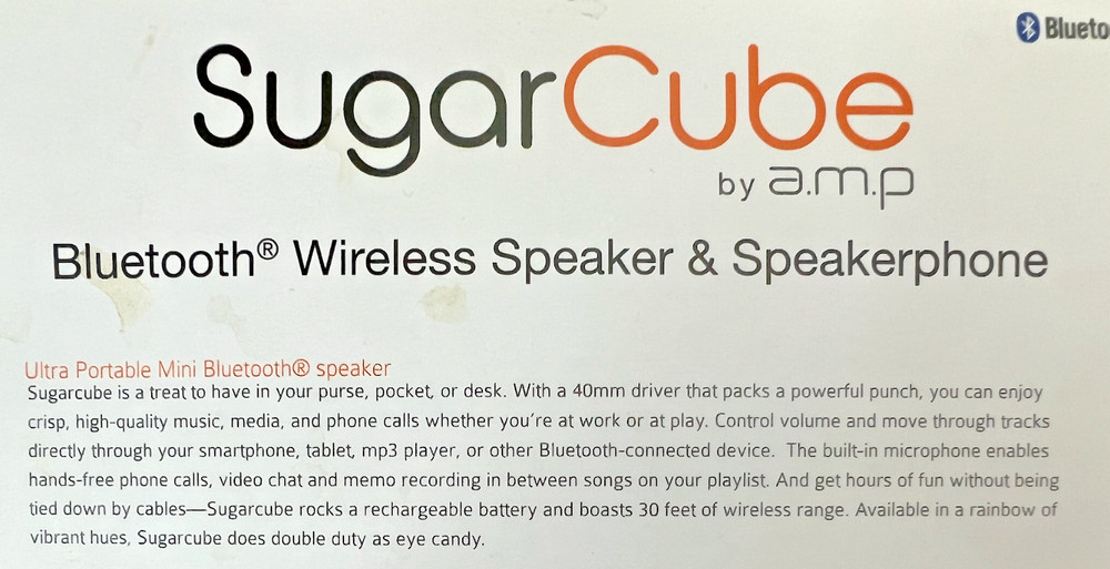 SugarCube Bluetooth 2" Wireless Speaker and Speakerphone - Magenta, New