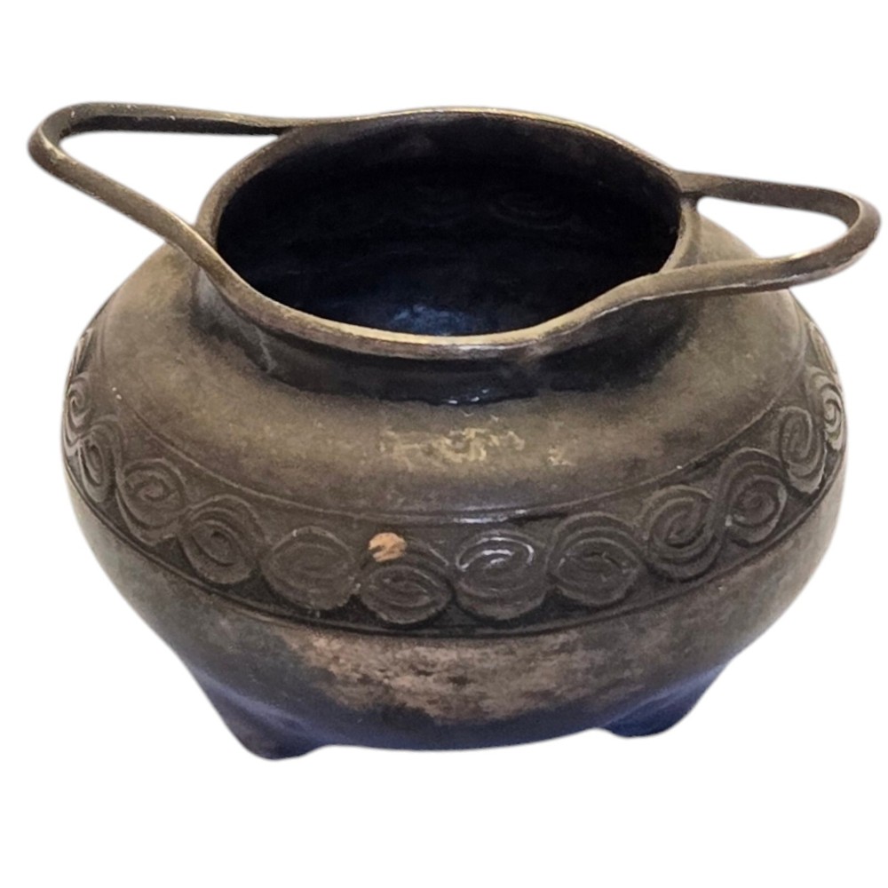 Antique Vintage Artisan Miniature Silver CAULDRON
